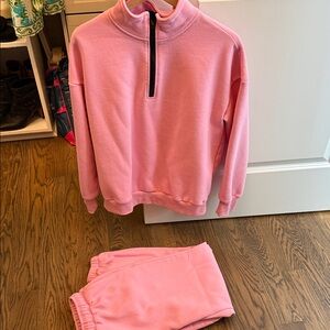 Pink Half-Zip Pullover & Jogger Set